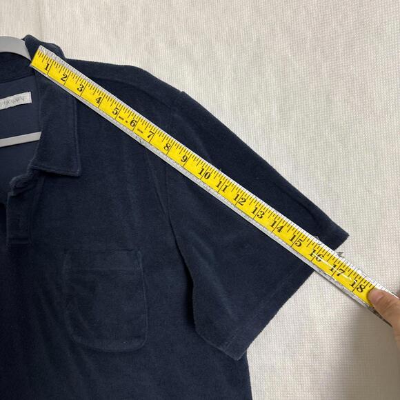 Outerknown Men's Size XL Dark Blue Short Sleeve Hightide Terry Towel Polo Shirt - Picture 10 of 10